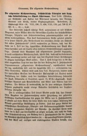 341-342 [Rezension] Die allgemeine Kirchenordnung, frühchristliche Liturgien und kirchliche Überlieferung