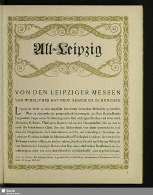 Alt-Leipzig. Von Den Leipziger Messen