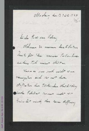 Trauerkorrespondenz zum Tod von Pauline Voigtländer am 8. Juli 1924