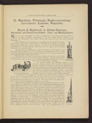 III. Maschinen, Werkzeuge, Metallverarbeitung, Instrumente, Apparate, Wagenbau