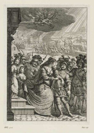 Heilige Johanna von Orléans, aus: Jean Chapelain, "La Pucelle ou La France delivrée, poëme héroïque", Paris 1656