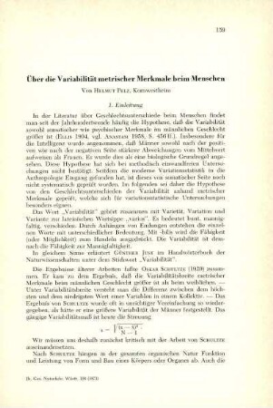 Über die Variablität metrischer Merkmale beim Menschen
