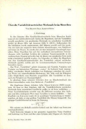Über die Variablität metrischer Merkmale beim Menschen