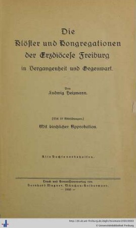 Die Klöster und Kongregationen der Erzdiöcese Freiburg in Vergangenheit und Gegenwart