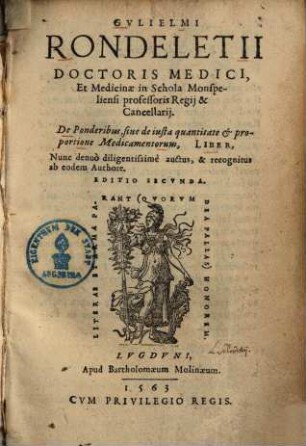 De ponderibus, sive de iusta quantitate et proportione Medicamentorum liber