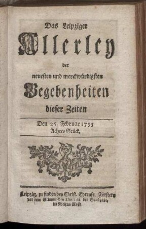 Den 25. Februar 1755. Achtes Stück.