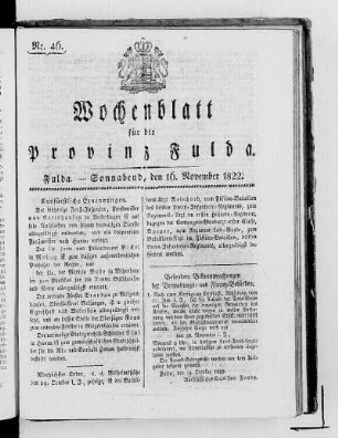 Nr. 46, Ausgabe vom 16. November 1822