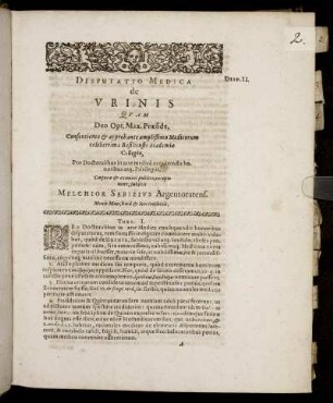 Disputatio Medica de Urinis [...]