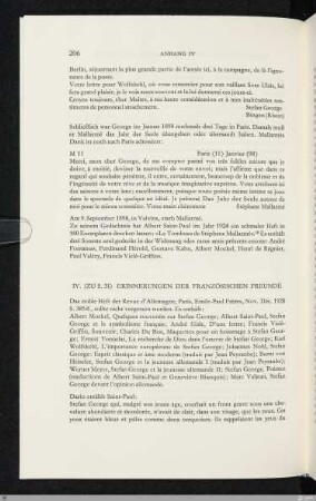 IV. Erinnerungen der französischen Freunde