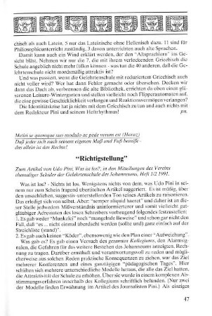 "Richtigstellung"