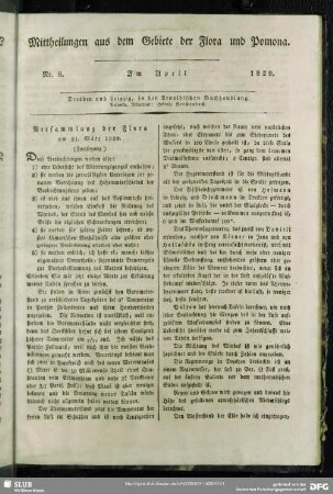 Mitteilungen aus dem Gebiete der Flora und Pomona