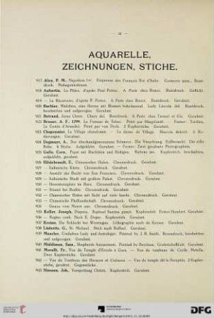 Aquarelle, Zeichnungen, Stiche (Nr. 917-989)