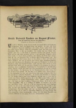 Briefe Heinrich Laubes an August Förster