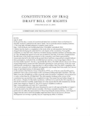 Constitution of Iraq : draft bill of rights