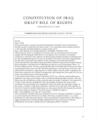 Constitution of Iraq : draft bill of rights