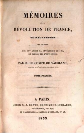 Mémoires sur la Révolution de France. T. 1