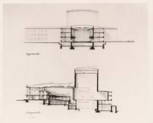 Staatstheater Kassel: Foto von Inv.Nr. 35772: Längsschnitt und Querschnitt 1:200