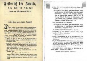 Dekret von Herzog Friedrich II von Württemberg anläßlich der Annahme der Kurwürde