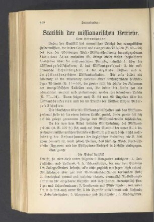Statistik der missionarischen Betriebe