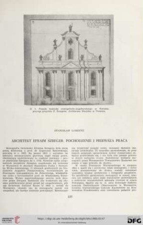 Architekt Efraim Szreger. Pochodzenie i pierwsza praca