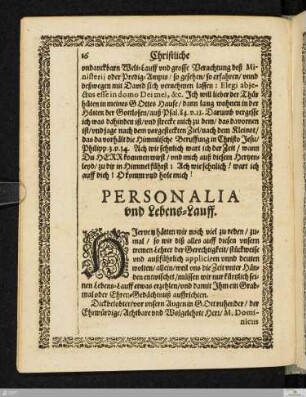 Personalia vnd Lebens=Lauff
