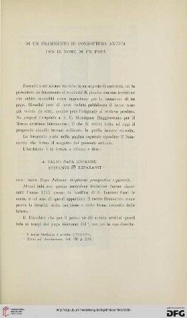 8: Di un frammento di condottura antica con il nome di un papa