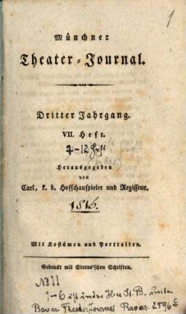 Münchner Theater-Journal. 3,7/12. 1816