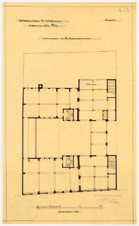Warenhaus Wertheim, Oranienstraße, Berlin 1. u. 2. Bauabschnitt: Grundriss 3.OG, 1:250