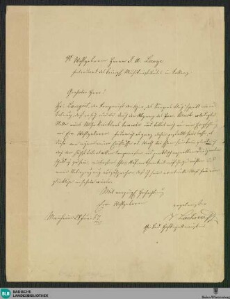 Brief von Vinzenz Lachner an I. A. Leroye vom 28.06.1867 - K 2917, 5