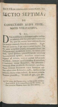 Sectio Septima, De Consectariis Huius Systematis Utilitatibus
