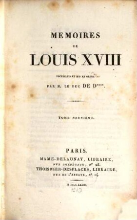 Mémoires de Louis XVIII. 9