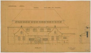 Fischer, Theodor; Stuttgart, Heusteigstr.; Sammelschulhaus - Turnhalle (Ansicht, Schnitt)
