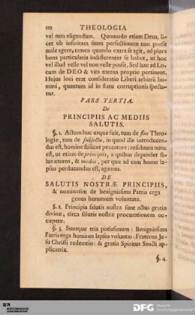 Pars Tertia. De Principiis Ac Mediis Salutis.