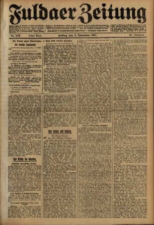 Erste Ausgabe vom Freitag, den 03. Dezember 1915.