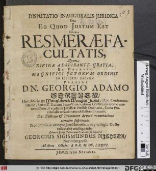 Disputatio Inauguralis Iuridica De Eo Quod Iustum Est Circa Res Merae Facultatis