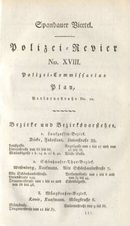 Spandauer Viertel. Polizei-Revier No. XVIII