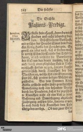 Die Sechste Paßions-Predigt.