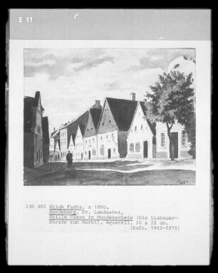Stille Gasse im Mondenschein (die Liebauer Straße zum Markt; Schömberg, Kreis Landeshut)
