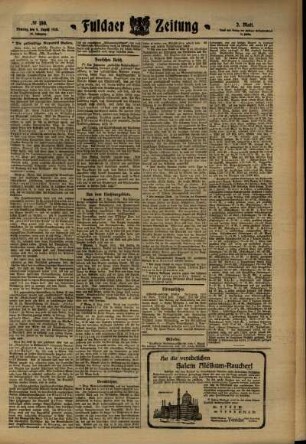 Zweite Ausgabe vom Dienstag, den 09. August 1910.
