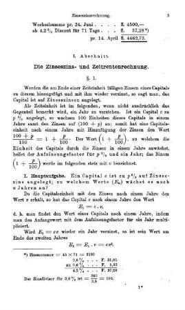 I. Abschnitt. Die Zinseszins- und Zeitrentenrechnung.