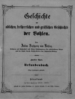 T 2: Geschichte des adlichen, freiherrlichen und gräflichen Geschlechts der Bohlen. T 2