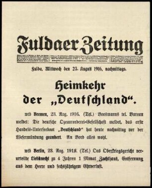 Zweite Ausgabe vom Mittwoch, den 23. August 1916.