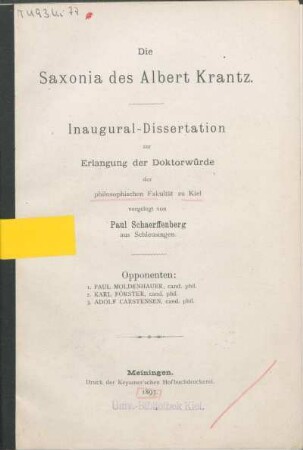 Die Saxonia des Albert Krantz
