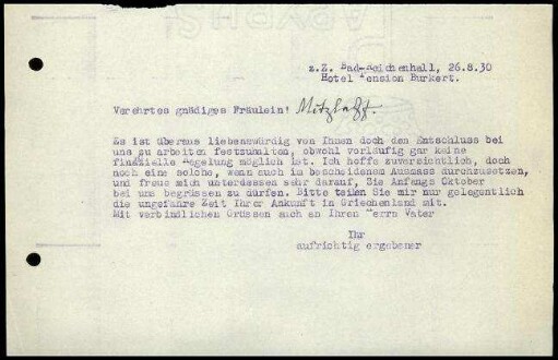 G. Karo an I. Mitzlaff