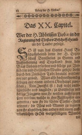 Das XX. Capitel. Wer der h. Abbtissin Liobae in der Regierung deß Closters Bischoffsheimb an der Tauber gefolgt.