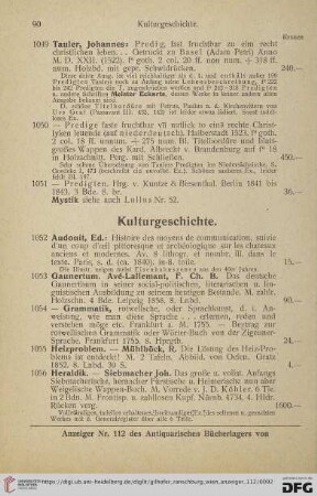 Kulturgeschichte (Nr. 1052 - 1074)