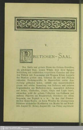 V. Pretiosen-Saal