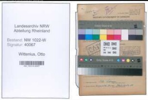 Entnazifizierung Otto Wittenius , geb. 08.07.1893 (Bahnbeamter)