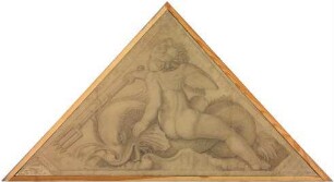 Eros mit dem Delphin (Element des Wassers). Karton zu den Deckenbildern der Münchner Glyptothek