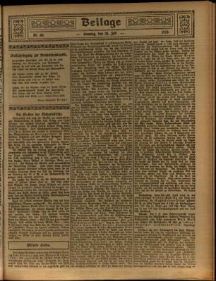Zweite Ausgabe vom Sonntag, den 23. Juli 1922.